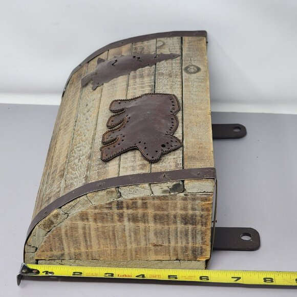 Rustic Wood Wall-Mount Mailbox With Bear & Pine‎ Tree Accents - Picture 9 of 11